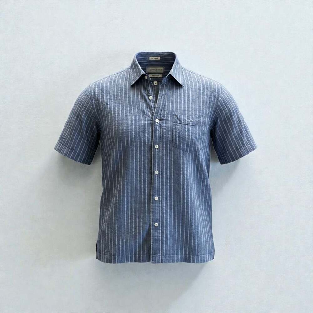 Pierre Cardin Prestige Short Sleeve Striped Button Down Shirt Size M